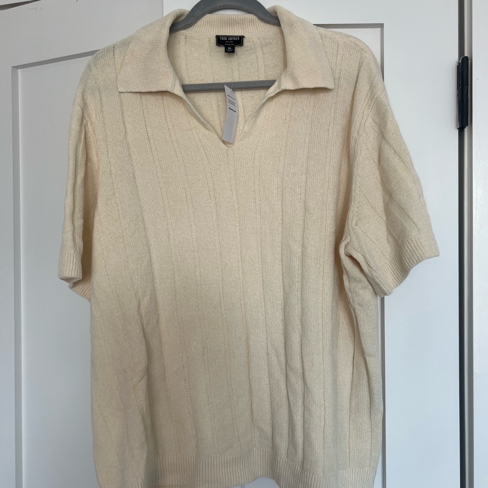 Todd Snyder Bisque Knit Polo Shirt